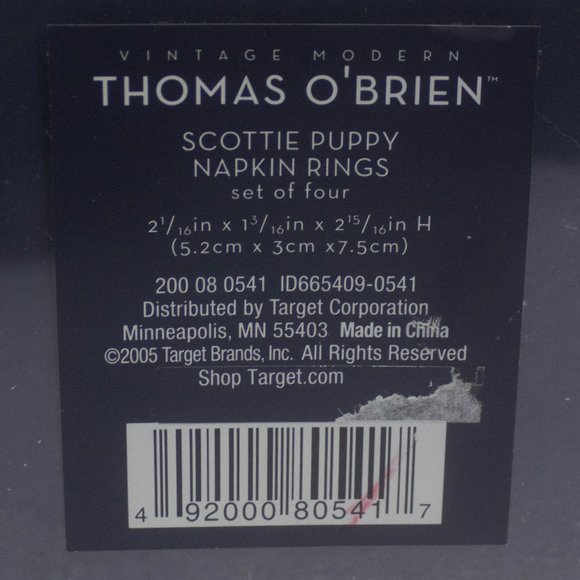 Thomas O'Brian Scottie Puppy Napkin Rings /Set of 4 New in Box - Picture 6 of 6